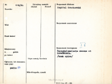 Kartoteka oceny histopatologicznej chorób układu nerwowego (1964) - opis nr 118/64