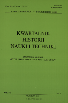 Kwartalnik Historii Nauki i Techniki, Rok LVI, nr 1