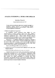 Analiza systemowa i zarządzanie : książka jubileuszowa z okazji 50-lecia pracy naukowej Romana Kulikowskiego* Analiza systemowa a teoria organizacji