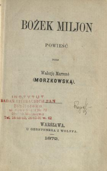 Bożek Miljon : powieść