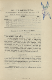 Bulletin International de L'Académie des Sciences de Cracovie. Classe des Sciences Mathématiques et Naturelles. Anzeiger der Akademie der Wissenschaften in Krakau. Mathematisch-Naturwissenschaftliche Klasse. Reihe B, Biologische Wissenschaften. Série B, Sciences Naturelles, No 2