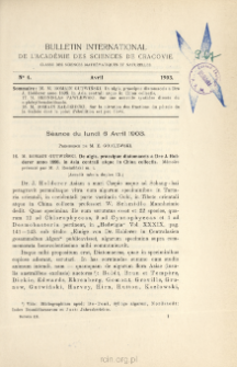 Bulletin International de L'Académie des Sciences de Cracovie. Classe des Sciences Mathématiques et Naturelles. Anzeiger der Akademie der Wissenschaften in Krakau. Mathematisch-Naturwissenschaftliche Klasse. Reihe B, Biologische Wissenschaften. Série B, Sciences Naturelles, No 4