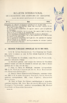 Bulletin International de L'Académie des Sciences de Cracovie. Classe des Sciences Mathématiques et Naturelles. Anzeiger der Akademie der Wissenschaften in Krakau. Mathematisch-Naturwissenschaftliche Klasse. Reihe B, Biologische Wissenschaften. Série B, Sciences Naturelles, No 5