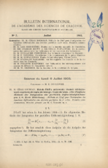 Bulletin International de L'Académie des Sciences de Cracovie. Classe des Sciences Mathématiques et Naturelles. Anzeiger der Akademie der Wissenschaften in Krakau. Mathematisch-Naturwissenschaftliche Klasse. Reihe B, Biologische Wissenschaften. Série B, Sciences Naturelles, No 7