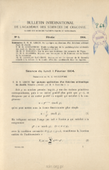 Bulletin International de L'Académie des Sciences de Cracovie. Classe des Sciences Mathématiques et Naturelles. Anzeiger der Akademie der Wissenschaften in Krakau. Mathematisch-Naturwissenschaftliche Klasse. Reihe B, Biologische Wissenschaften. Série B, Sciences Naturelles, No 2