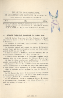 Bulletin International de L'Académie des Sciences de Cracovie. Classe des Sciences Mathématiques et Naturelles. Anzeiger der Akademie der Wissenschaften in Krakau. Mathematisch-Naturwissenschaftliche Klasse. Reihe B, Biologische Wissenschaften. Série B, Sciences Naturelles, No 5