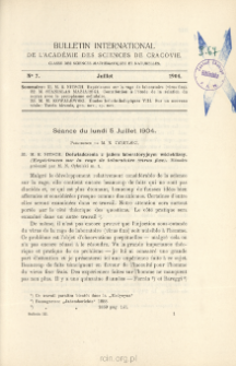 Bulletin International de L'Académie des Sciences de Cracovie. Classe des Sciences Mathématiques et Naturelles. Anzeiger der Akademie der Wissenschaften in Krakau. Mathematisch-Naturwissenschaftliche Klasse. Reihe B, Biologische Wissenschaften. Série B, Sciences Naturelles, No 7