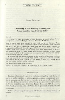 Overcoming of seed dormancy in cherry plum Prunus cerasifera var. divaricata Bailey