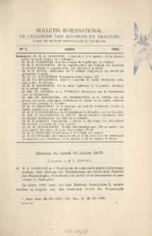 Bulletin International de L'Académie des Sciences de Cracovie. Classe des Sciences Mathématiques et Naturelles. Anzeiger der Akademie der Wissenschaften in Krakau. Mathematisch-Naturwissenschaftliche Klasse. Reihe B, Biologische Wissenschaften. Série B, Sciences Naturelles, No 7