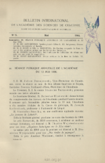 Bulletin International de L'Académie des Sciences de Cracovie. Classe des Sciences Mathématiques et Naturelles. Anzeiger der Akademie der Wissenschaften in Krakau. Mathematisch-Naturwissenschaftliche Klasse. Reihe B, Biologische Wissenschaften. Série B, Sciences Naturelles, No 5