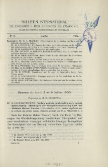 Bulletin International de L'Académie des Sciences de Cracovie. Classe des Sciences Mathématiques et Naturelles. Anzeiger der Akademie der Wissenschaften in Krakau. Mathematisch-Naturwissenschaftliche Klasse. Reihe B, Biologische Wissenschaften. Série B, Sciences Naturelles, No 7