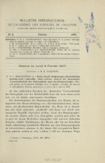 Bulletin International de L'Académie des Sciences de Cracovie. Classe des Sciences Mathématiques et Naturelles. Anzeiger der Akademie der Wissenschaften in Krakau. Mathematisch-Naturwissenschaftliche Klasse. Reihe B, Biologische Wissenschaften. Série B, Sciences Naturelles, No 2