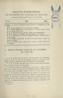 Bulletin International de L'Académie des Sciences de Cracovie. Classe des Sciences Mathématiques et Naturelles. Anzeiger der Akademie der Wissenschaften in Krakau. Mathematisch-Naturwissenschaftliche Klasse. Reihe B, Biologische Wissenschaften. Série B, Sciences Naturelles, No 5