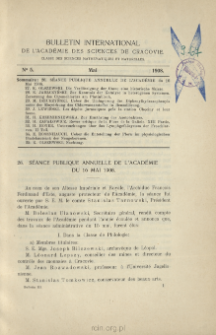 Bulletin International de L'Académie des Sciences de Cracovie. Classe des Sciences Mathématiques et Naturelles. Anzeiger der Akademie der Wissenschaften in Krakau. Mathematisch-Naturwissenschaftliche Klasse. Reihe B, Biologische Wissenschaften. Série B, Sciences Naturelles, No 5