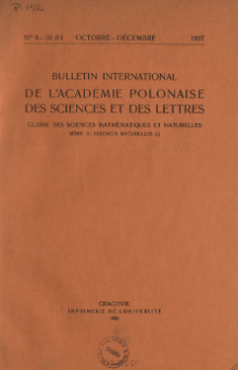 Bulletin International de L'Académie des Sciences de Cracovie. Classe des Sciences Mathématiques et Naturelles. Anzeiger der Akademie der Wissenschaften in Krakau. Mathematisch-Naturwissenschaftliche Klasse. Reihe B, Biologische Wissenschaften. Série B, Sciences Naturelles, 1937, No 8-10