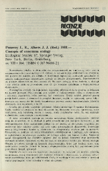 Pomeroy L. R., Alberts J. J. (Red.) 1988 - Concepts of ecosystem ecology - Ecological Studies 67, Springer Verlag, New York, Berlin, Heidelberg, ss. XII+384. [ISBN 0-387-96686-2]