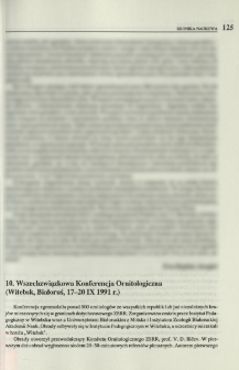 10. Wszechzwiązkowa Konferencja Ornitologiczna (Witebsk, Białoruś, 17-20 IX 1991 r.)