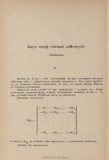 Zarys teorji równań całkowych (Dokończenie)