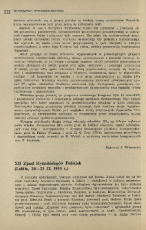 XII Zjazd Hydrobiologów Polskich (Lublin, 20-23 IX 1983 r.)