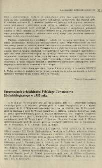 Sprawozdanie z działalności Polskiego Towarzystwa Hydrobiologicznego w 1983 roku