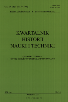 Kwartalnik Historii Nauki i Techniki, Rok LVI, nr 3-4