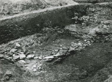 Fragment of the stone foundation structure of the collegiate tower, view from the east