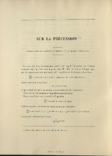 Sur la précession ( C. R. Acad. Sc., t. 132, 1901, p. 291-292)