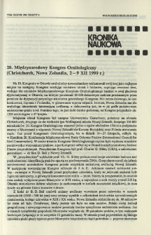 20. Międzynarodowy Kongres Ornitologiczny (Christchurch, Nowa Zelandia, 2-9 XII 1990 r.)