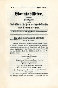 Monatsblätter Jhrg. 24, H. 4 (1910)