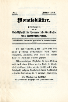 Monatsblätter Jhrg. 24, H. 1 (1910)