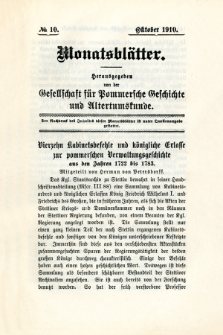 Monatsblätter Jhrg. 24, H. 10 (1910)