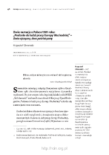 Dwie narracje o Polsce 1981 roku: „Posłanie do ludzi pracy Europy Wschodniej” – Dwie ojczyzny, dwa patriotyzmy