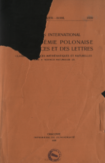 Bulletin International de L'Académie Polonaise des Sciences et des Lettres. Classe des Sciences Mathématiques et Naturelles. Serie B: Sciences Naturelles (II), 1939, No 1-4