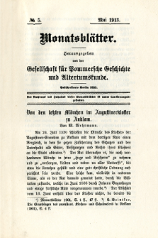 Monatsblätter Jhrg. 27, H. 5 (1913)