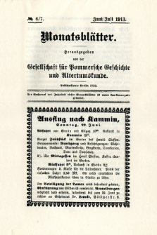 Monatsblätter Jhrg. 27, H. 6/7 (1913)