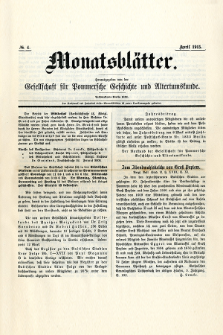 Monatsblätter Jhrg. 29, H. 4 (1915)