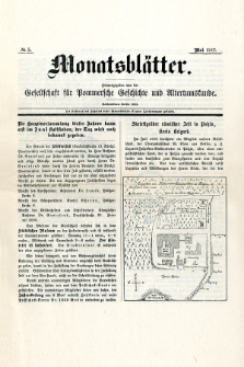 Monatsblätter Jhrg. 31, H. 5 (1917)