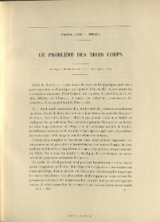 Le problème des trois corps ( Revue générale des Sciences, t. 2, 1891, p. 1-5)