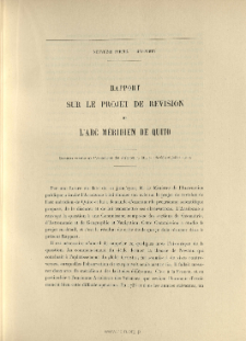 Rapport sur le projet de révision de l'arc méridien de Quito ( C. R. Acad. Sc., t. 131, 1900, p. 215-236)