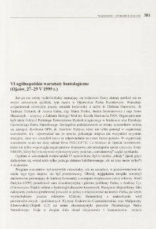 VI ogólnopolskie warsztaty bentologiczne (Ojców, 27-29 V 1999 r.)