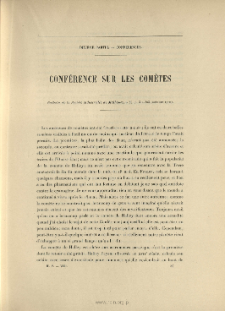 Conférence sur les comètes ( Bull. Soc. ind. de Mulhouse, t. 80, 1910, p. 311-323 )