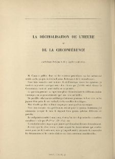 La dècimalisation de l'Heure et de la Circonférence ( L'Éclairage électrique, t. 11, 1897, p. 529-531)