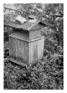 A wooden beehive