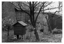 A wooden beehive