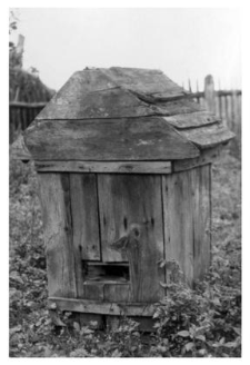 A wooden beehive