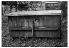 A wooden beehive