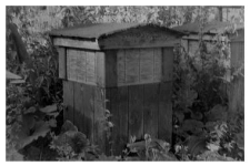 A wooden beehive