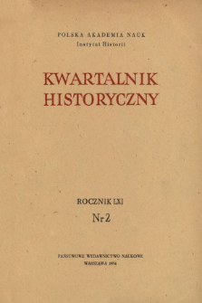Kwartalnik Historyczny R. 61 nr 2 (1954), Strony tytułowe, Spis treści