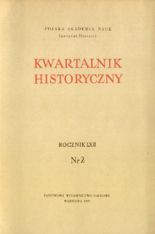 Kwartalnik Historyczny. R. 62 nr 2 (1962), Strony tytułowe, Spis treści
