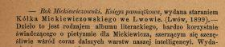 [Recenzja :] Rok Mickiewiczowski. Księga pamiątkowa wydana staraniem Kółka Mickiewiczowskiego we Lwowie (Lwów, 1899)